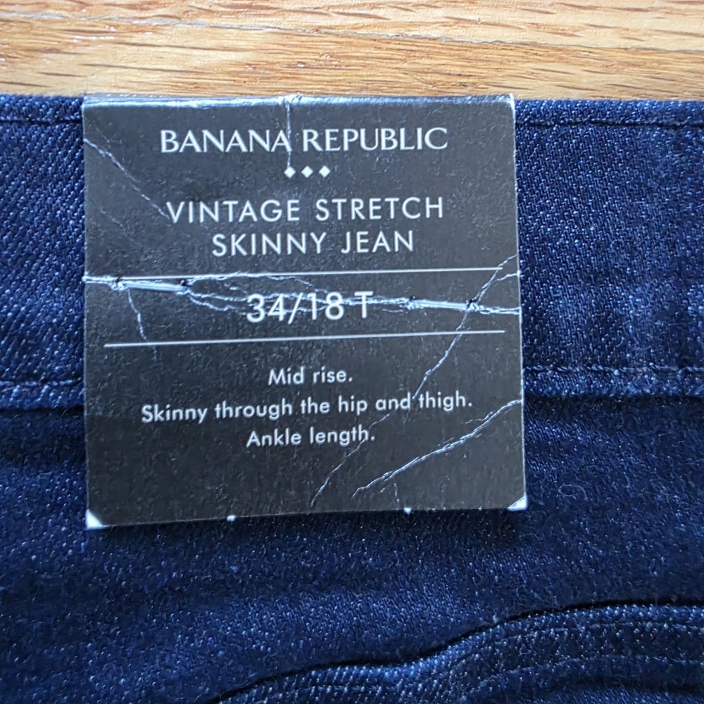 Banana Republic Womens Size 34/18 Tall Dark Wash Denim Skinny NWT City Preppy - Picture 9 of 11